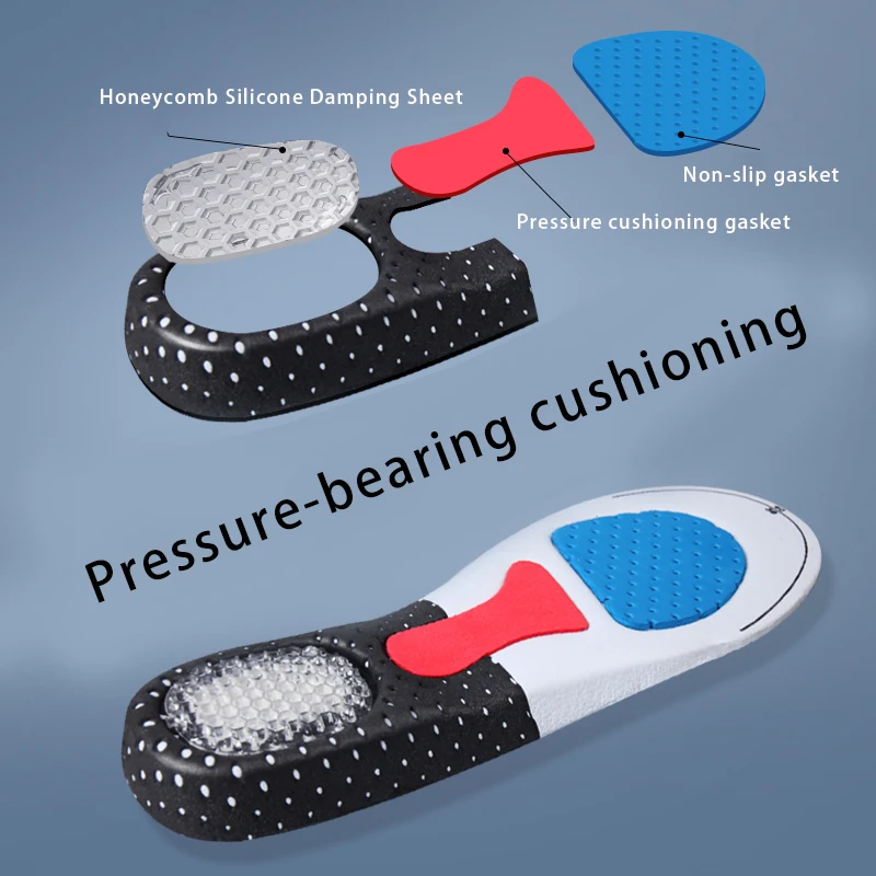 Medical Orthopedic Silicone Insoles Sport Support Insert Shock-Absorbing Feet Care for Shoes Breathable Running Cushion Insoles