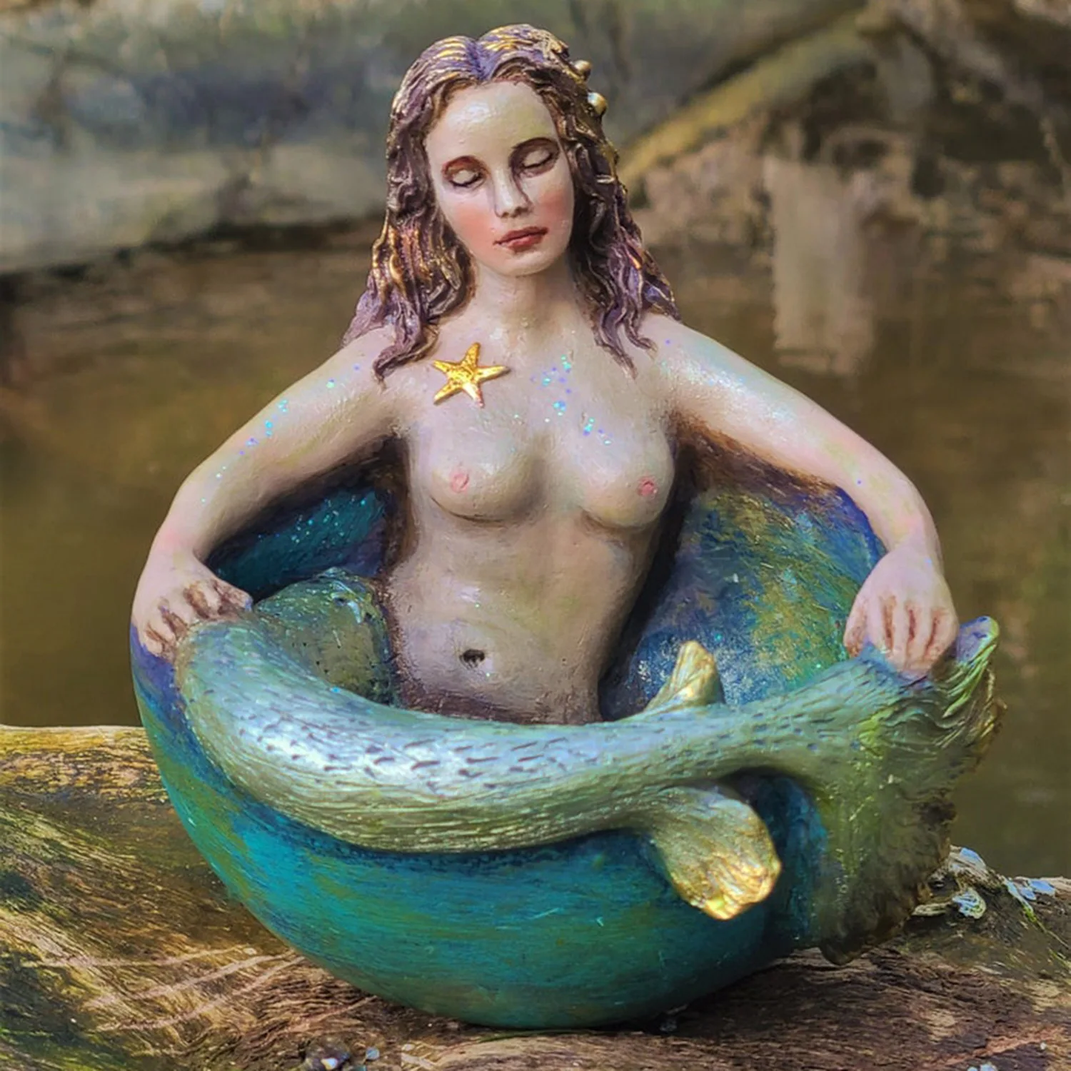 

Garden Ornament Sculpture Decoration Resin Mermaid Bowl Ocean Goddess Sculpture Craft Ornament