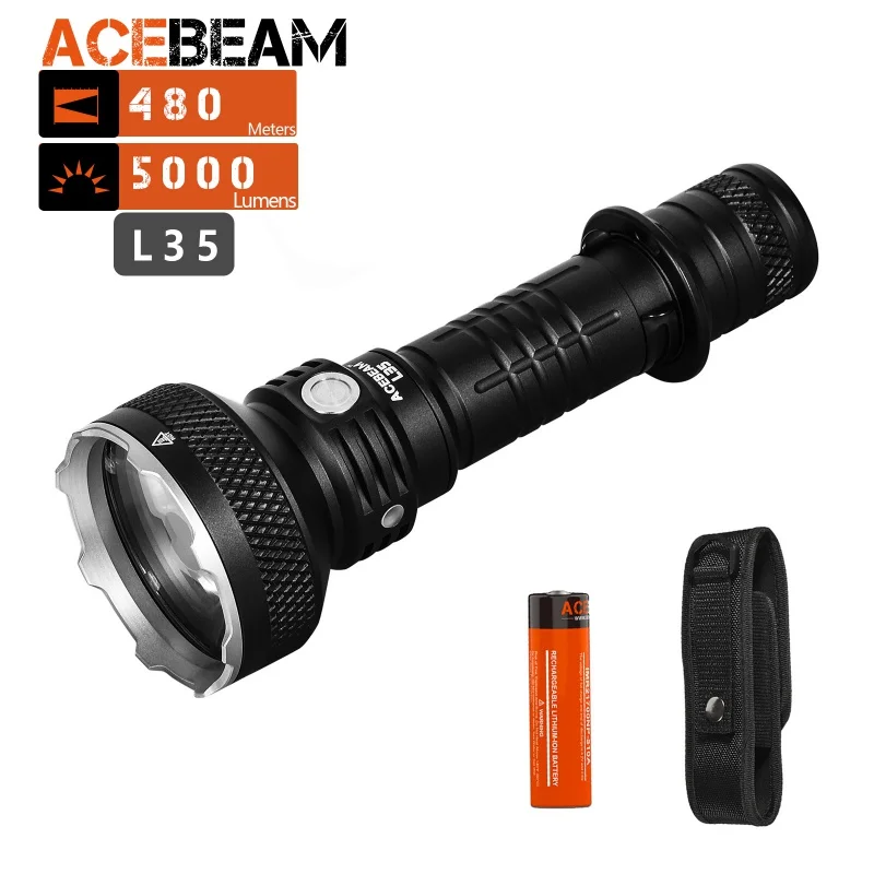 

ACEBEAM L35 Powerful Flashlight 5000 High Lumens 525 Yard Long Rang Throw Tactical Flashlight for Duty, Search and Outdoor Use