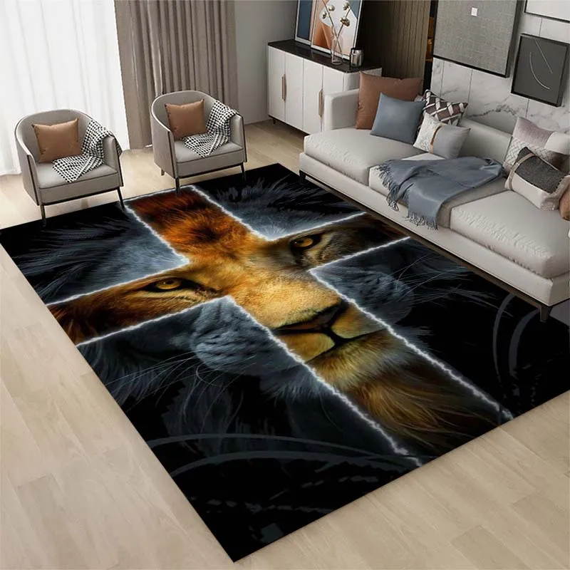 

Lion carpet, cross living room carpet, bedroom decoration carpet, crawling mat, kitchen and bathroom anti-skid floor mat