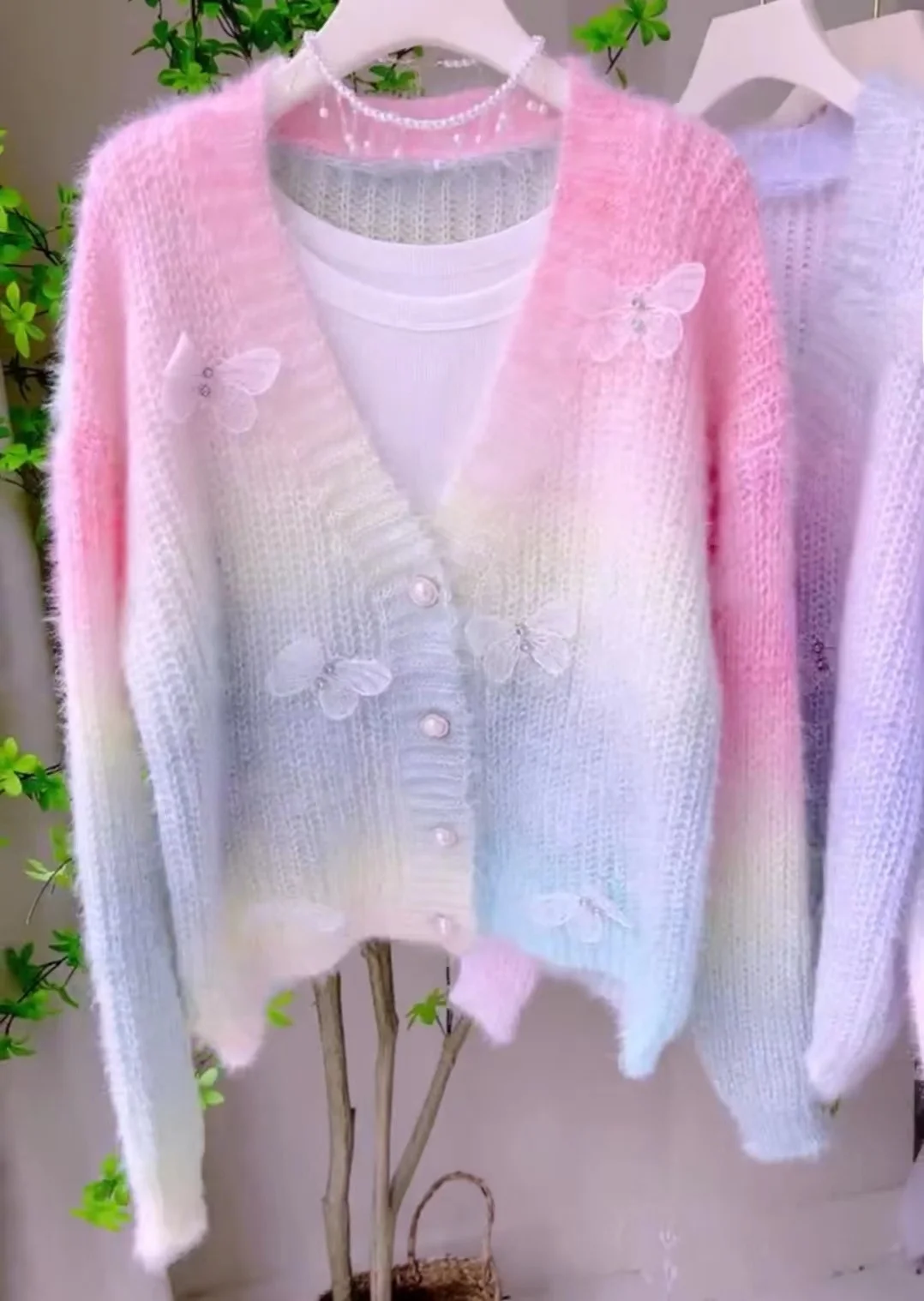 Женский вязаный кардиган с градиентом цвета Idle Sle осень-зима 2023 новый свободный