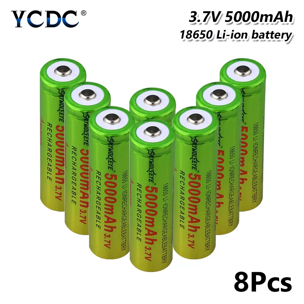 

high capacity 5000mah 3.7v cell 18650 battery For Flashlight Mini Fan Gamepad Headlamp Toy 18650 Battery Rechargeable
