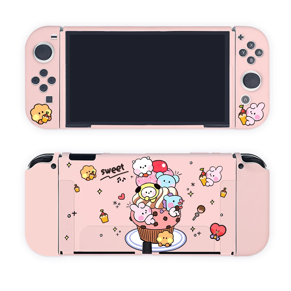 

Чехол Kawaii для Nintendo Switch OLED, защитный чехол из ТПУ для консоли Nintendo Switch OLED, цветной чехол, съемный