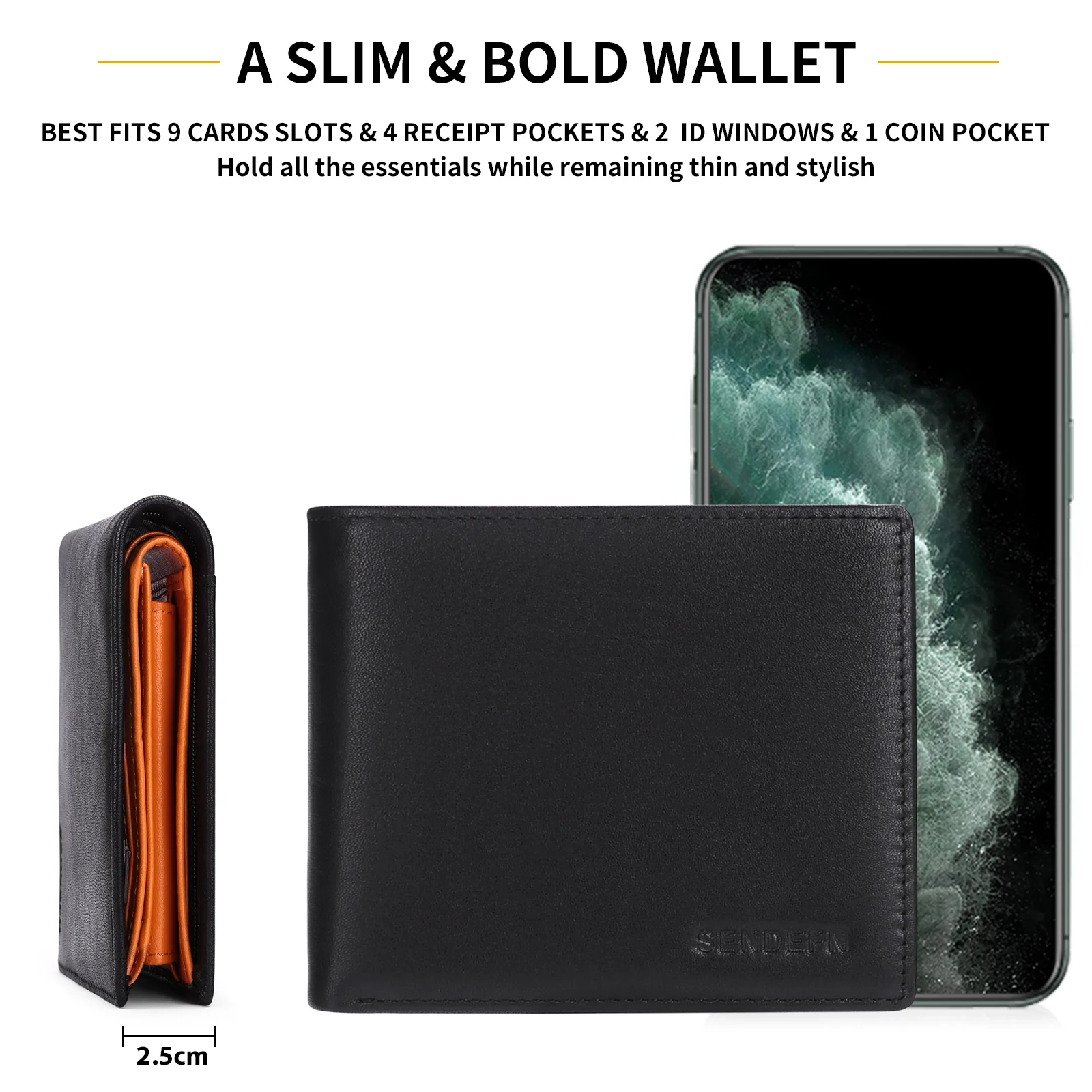 New Short Men Wallets Slim Card Holder Genuine Leather Male Wallet Photo Holder Men's Purses Coin Pocket