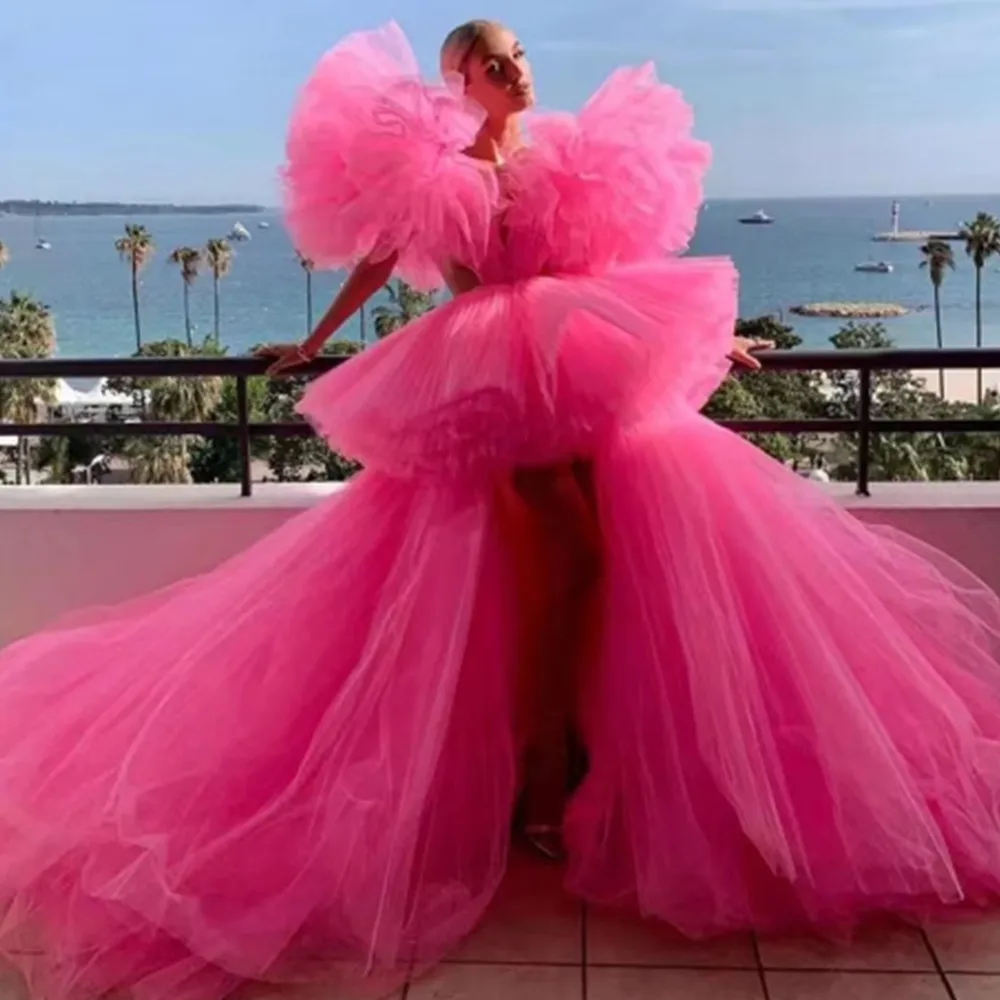 

Женское платье для выпускного вечера, розовое Сетчатое платье макси с глубоким V-образным вырезом и вырезом, Длинные бальные платья в Звездном стиле, вечерние платья на день рождения