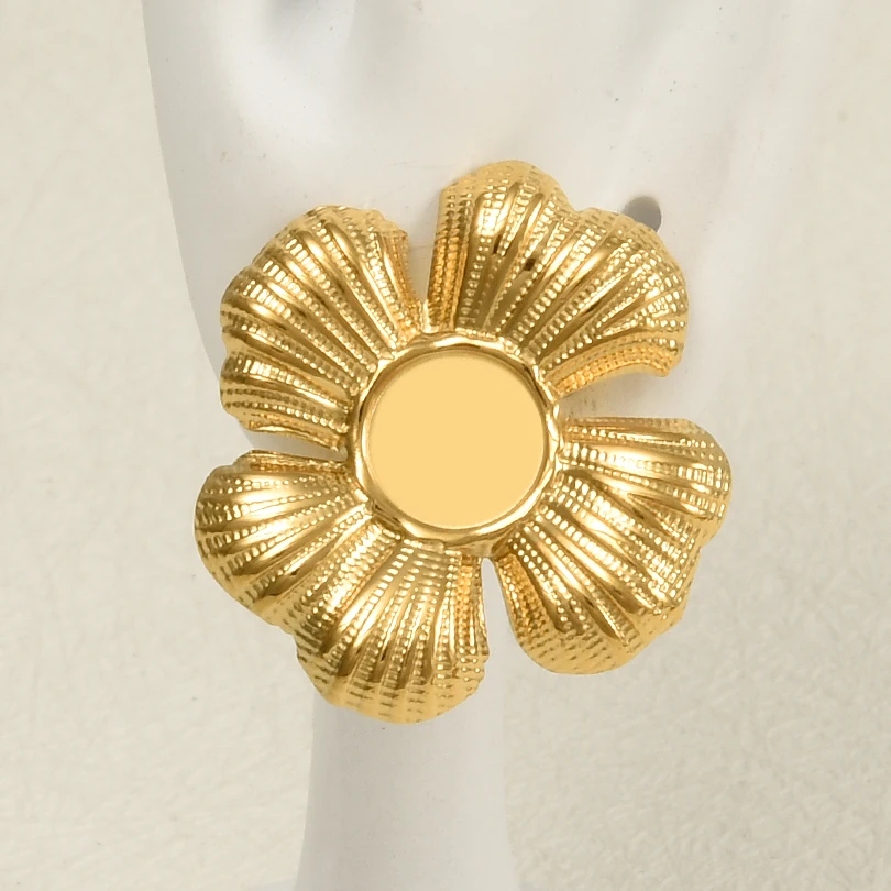 Серьги-гвоздики из нержавеющей стали с покрытием настоящего золота