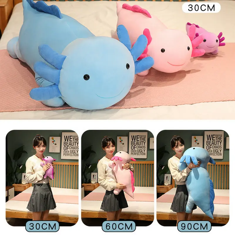 Axolotl плюшевая игрушка 30-90 см мультяшное милое животное мягкая кукла длинная