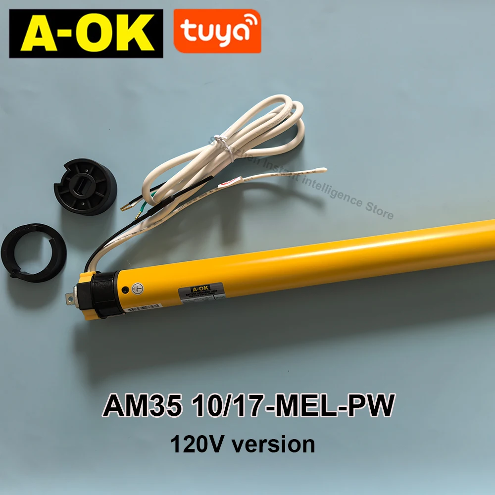 Фото Электронный трубчатый мотор A-OK AM35 10/17 MEL-PW 120В с поддержкой RF и Tuya Wifi для умных жалюзи, для рулонных штор с трубами 40мм/45мм/47мм/50мм №1