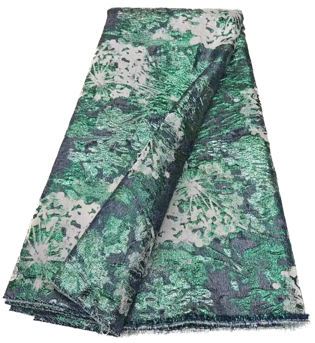 

YQOINFKS Multicolor Jacquard Lace Bronzing Fabric 5 Yards Damask African Women Dresses Wedding Party High Quality 2023 KY-7005