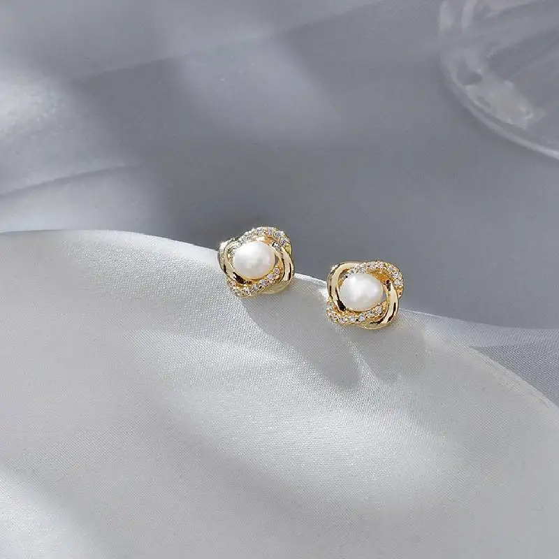 

Earrings Twisted Gold Womens Beautly Rose Jewellery Crystal Pearl