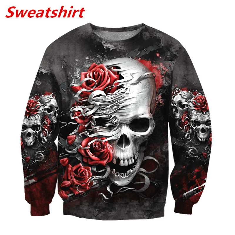 Модные забавные мужские толстовки и свитшоты с 3D-принтом в виде розового черепа