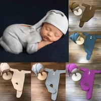 Newborn Photography Clothing Knot Hat+Jumpsuits 2Pcs/Set Studio Shoot Clothes Baby Fotografia Prop Accessories Infant Photo Suit