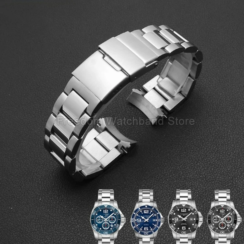 Фото Браслет из нержавеющей стали с защитой от коррозии, 21 мм для Longines Conquest L3.781.4, ремешок для часов с пряжкой из нержавеющей стали №4