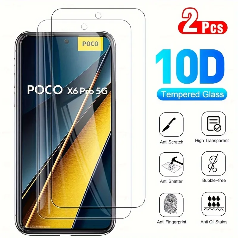 Защитное стекло для экрана 2 шт. Xiaomi Poco X6 Pro 5G высокое разрешение твердость 9H