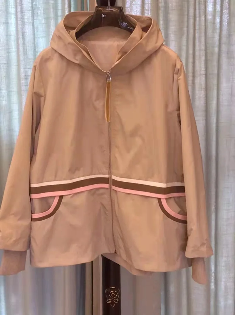 

Женское пальто с капюшоном, повседневное Свободное пальто с длинным рукавом, на молнии, в стиле пэчворк, Осень-зима 2022