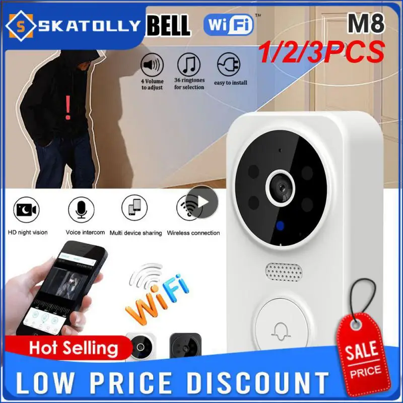 

Умный беспроводной дверной звонок Tuya, 1/2/3 шт., Wi-Fi, видеодомофон, 1080P, камера, двухсторонний аудио, Визуальный дверной звонок, ИК, ночное видение, Wi-Fi, безопасность
