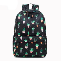 2022 style school bags for teenage girls backpacks women waterproof cute cactus printing book bag female school bagpack small