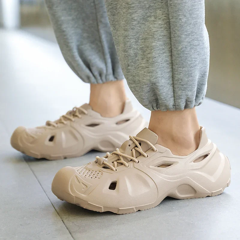 Легкие мужские пляжные сандалии из ЭВА удобная Уличная обувь с дырками модная