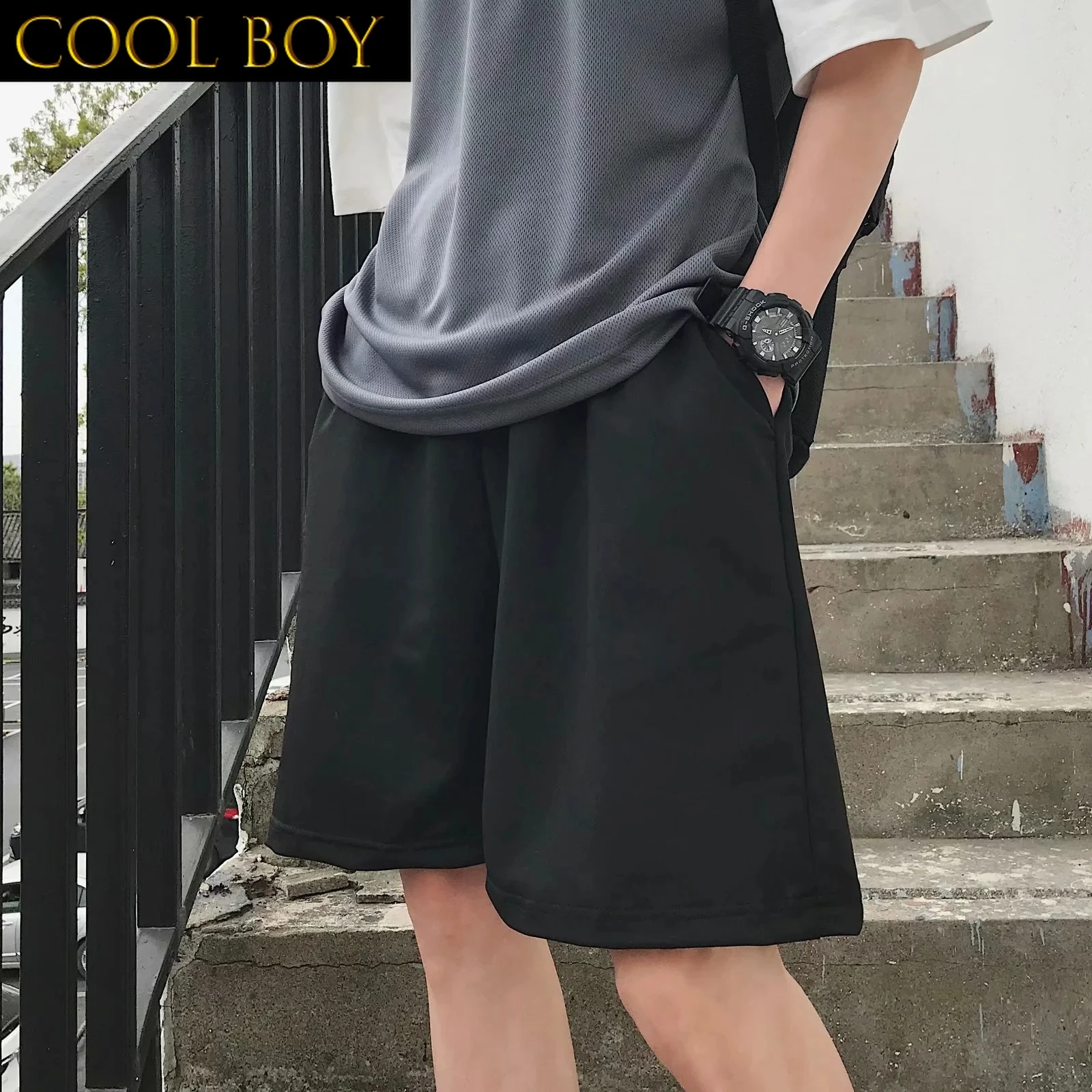 

Шорты E BOY мужские однотонные простые, модные Универсальные короткие брюки в Корейском стиле, в стиле Хай-стрит, Повседневная Уличная одежда в стиле хип-хоп, тонкие свободные