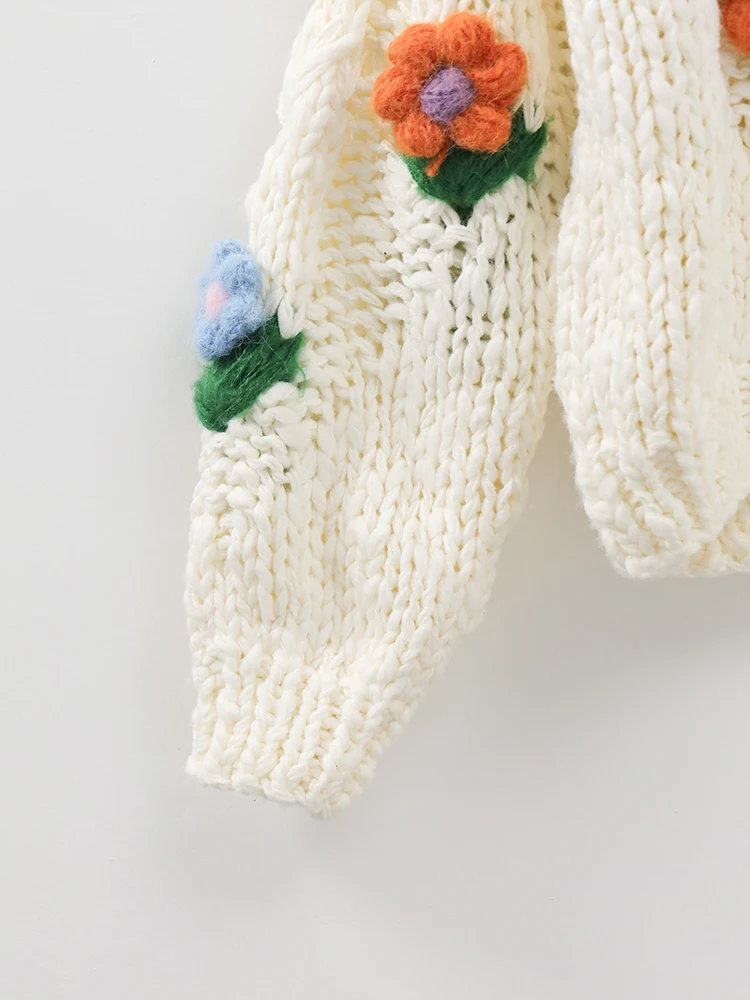 Jastie мягкий толстый свитер 2023 осень зима женская одежда цветок ручной работы