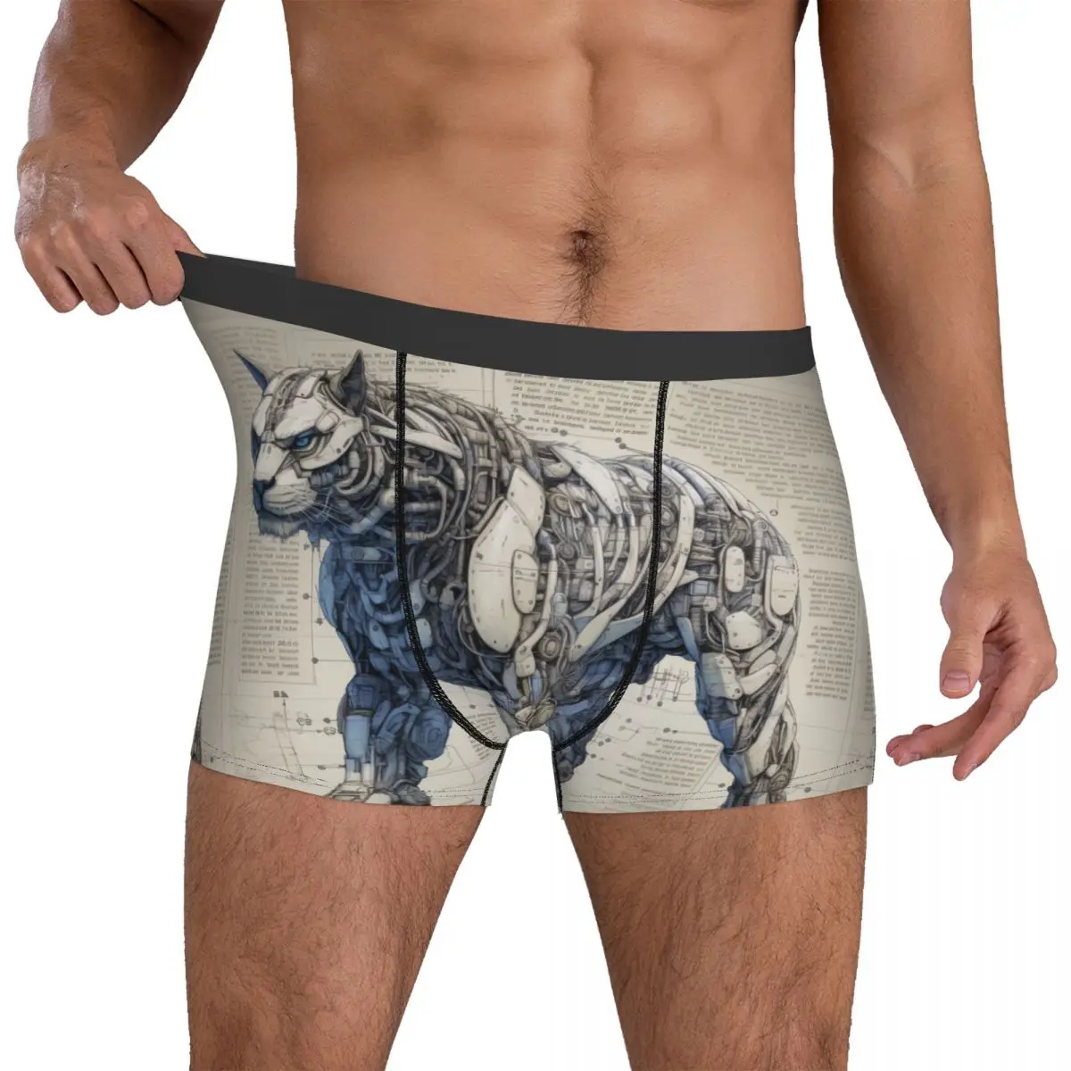 Line Drawing Pouch Hot Trunk Printed Shorts Briefs Sexy Men's Panties Plus Size