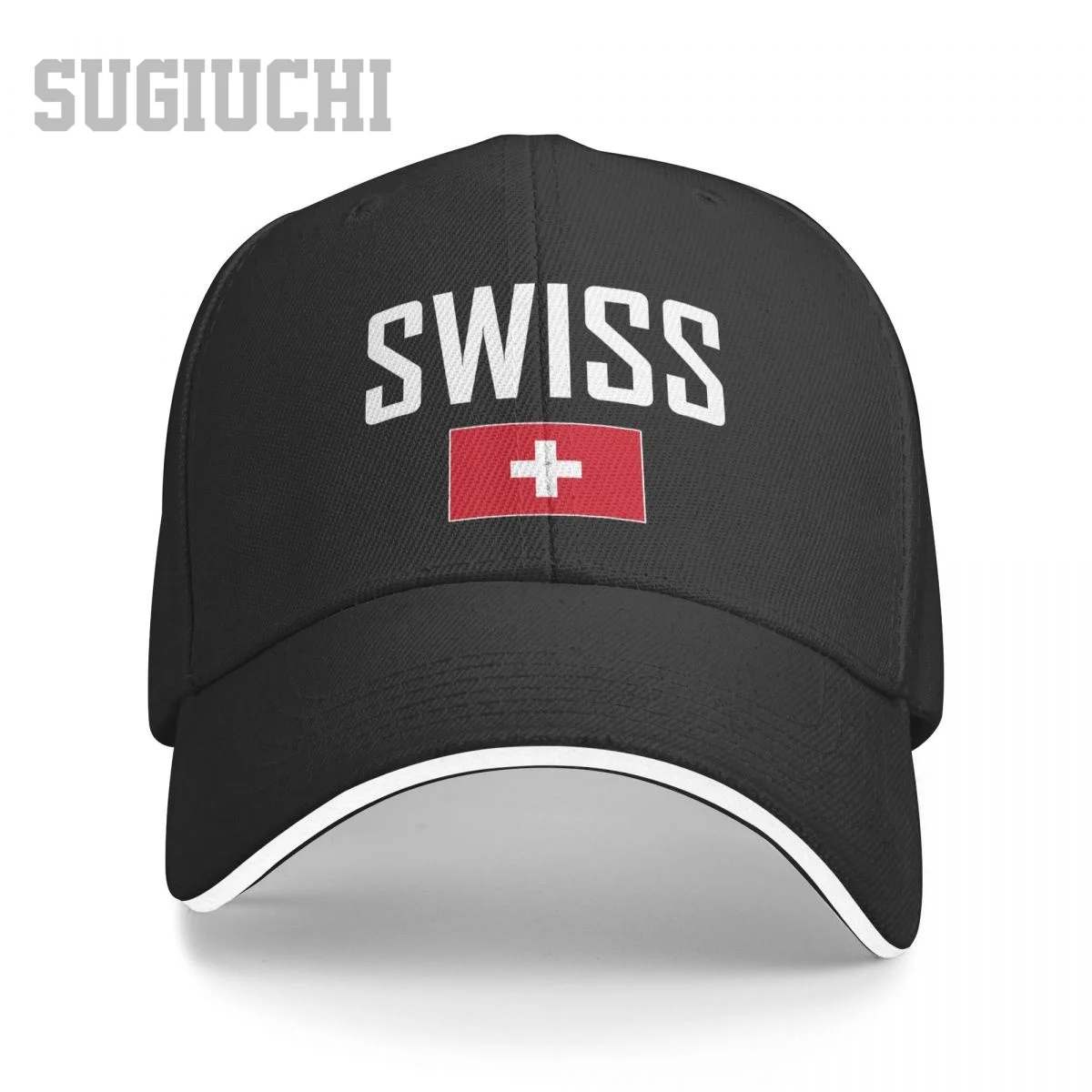 

Unisex Sandwich Switzerland SWISS Flag And Font Baseball Cap Men Women Hip Hop Caps Snapback Golf Hat Fishing