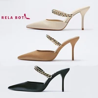 pointed mary jane womens shoes single 2022 new chain high heels stiletto sandals women summer fashion versatile outerwear party