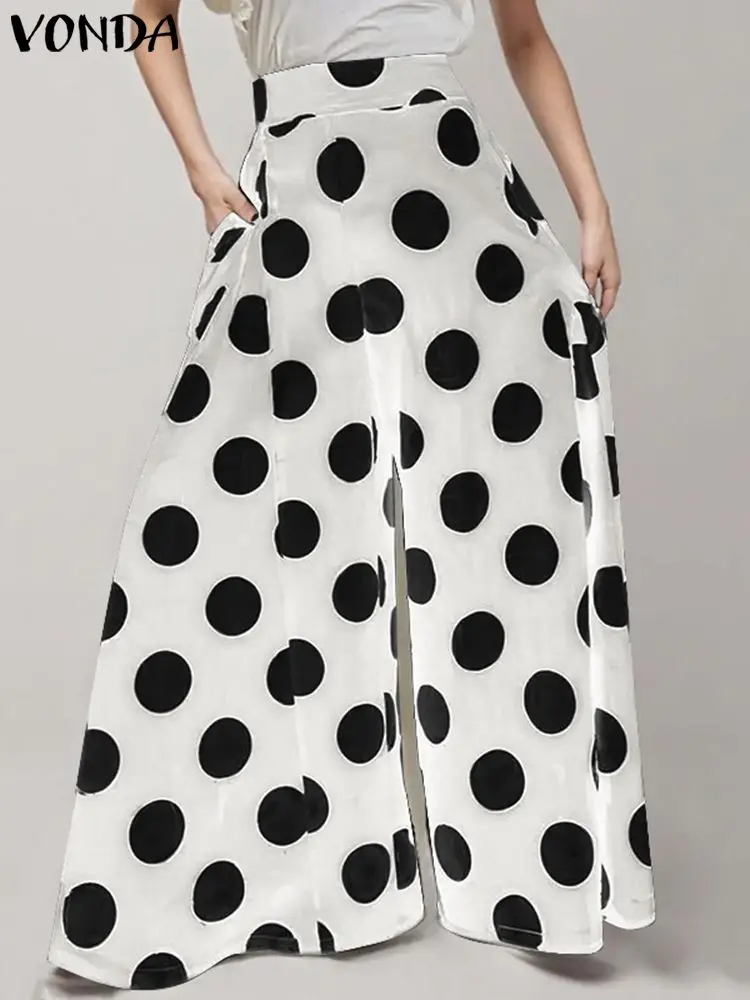 Женские брюки в горошек с широкими штанинами размеры до 5XL