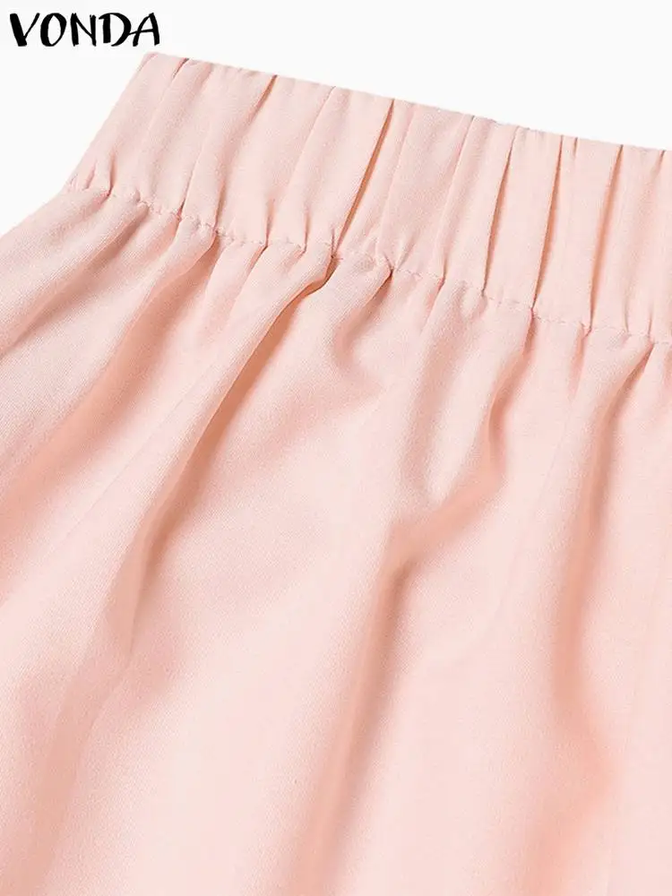 Юбка VONDA женская короткая в Корейском стиле Повседневная Свободная однотонная