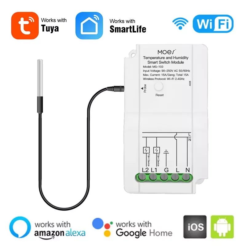 

WiFi Sensor Remote Control Switch Temperature Humidity Monitor For Smart Home Automation Relay Module With Alexa Google