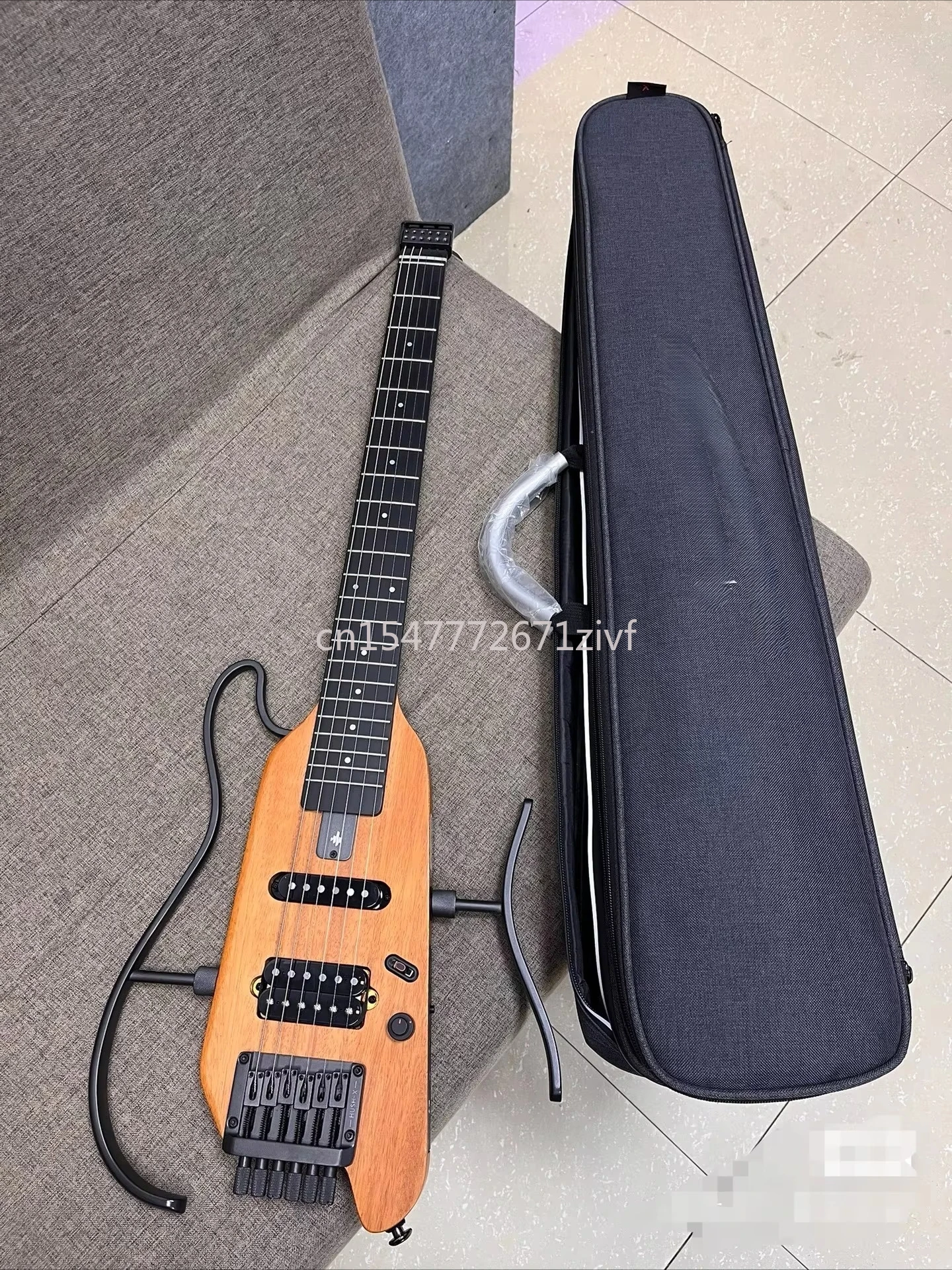 Фото PRO HUSH-X 38-дюймовая электрогитара Zero Design Rock Starter Портативная безголовая акустическая гавайская гитара с матовым замком из черного дерева №4