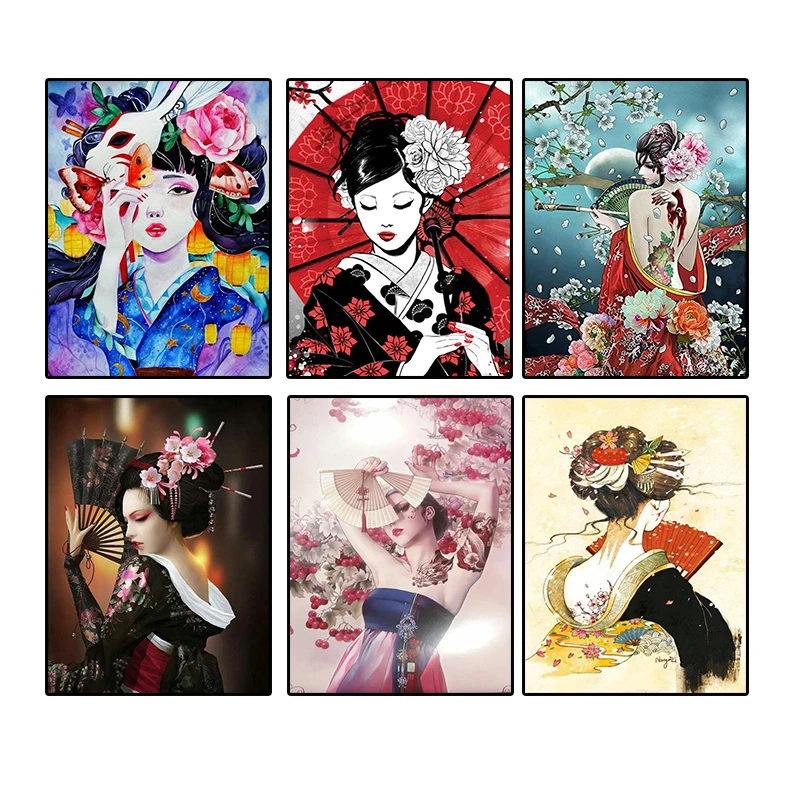 

Japanese Anime Canvas Painting Geisha Beauty Kimono Woman Poster Print Mural Picture Living Room Home Wall Art Decor Cuadros