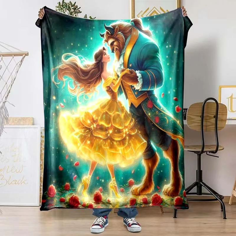 Красавица и Чудовище мультфильм узор одеяло гостиная спальня диван фланелевое