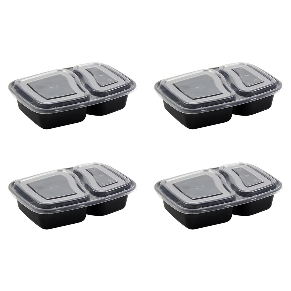 

20pcs 1000ml Disposable Meal Prep Containers 2-compartment Food Storage Box Microwave Safe Lunch Boxes (Black, with Conteiners