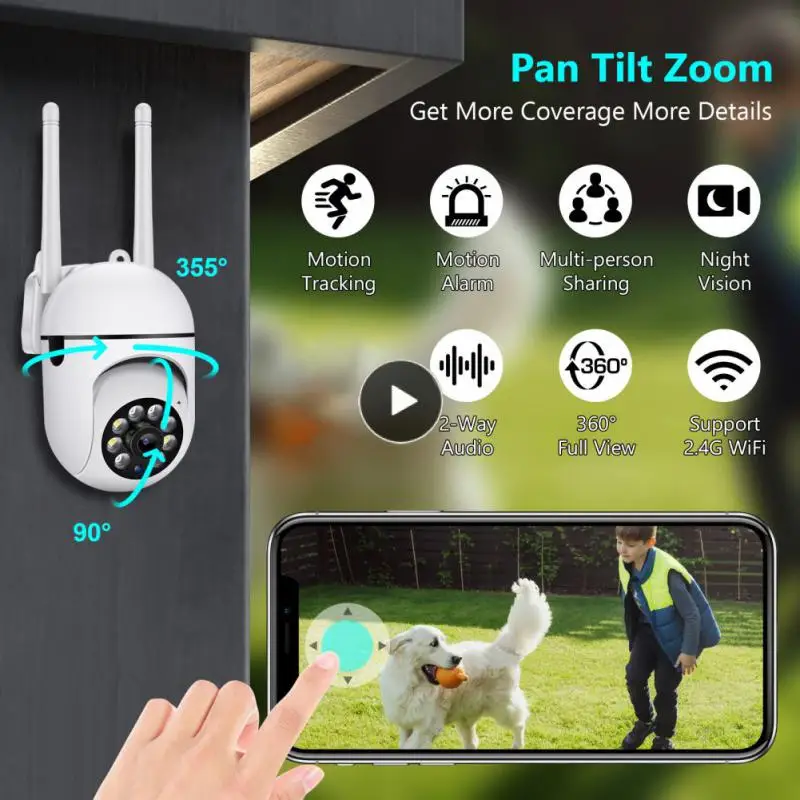 

Outdoor Auto Tracking Ptz Camera 2mp Wifi Camera Night Ip Camera Security Protection Yoosee App 1080p Ai Human Detect