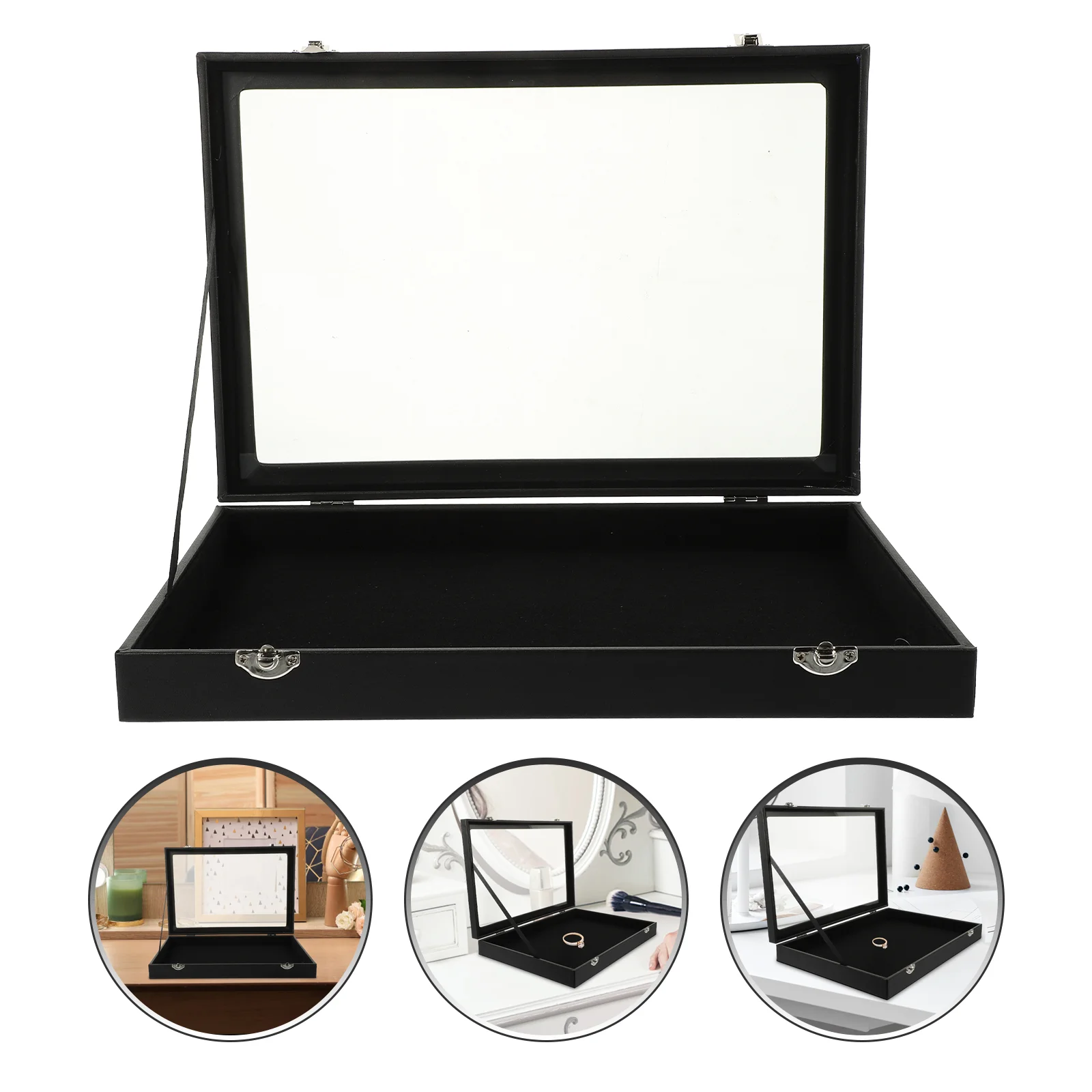 

Black Earrings Men Transparent Jewelry Display Box Holder Storage Container Case Organizer Portable Miss