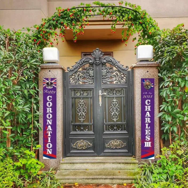 

Коронация короля Чарльза, дверные украшения, британский король, интерьер для входной двери, король, баннер, украшения для двери