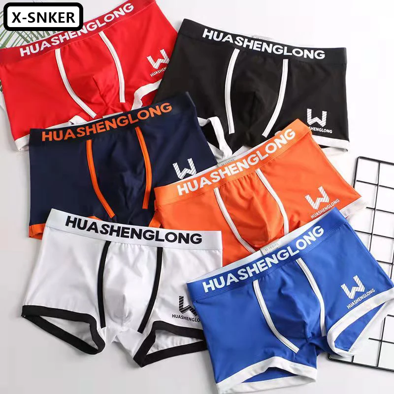Combed Cotton Men's Boxers Underwear Soft Comfortable Panties Slip Sexy Man Underpants Printing Male Boxershorts Wholesale 4Pcs