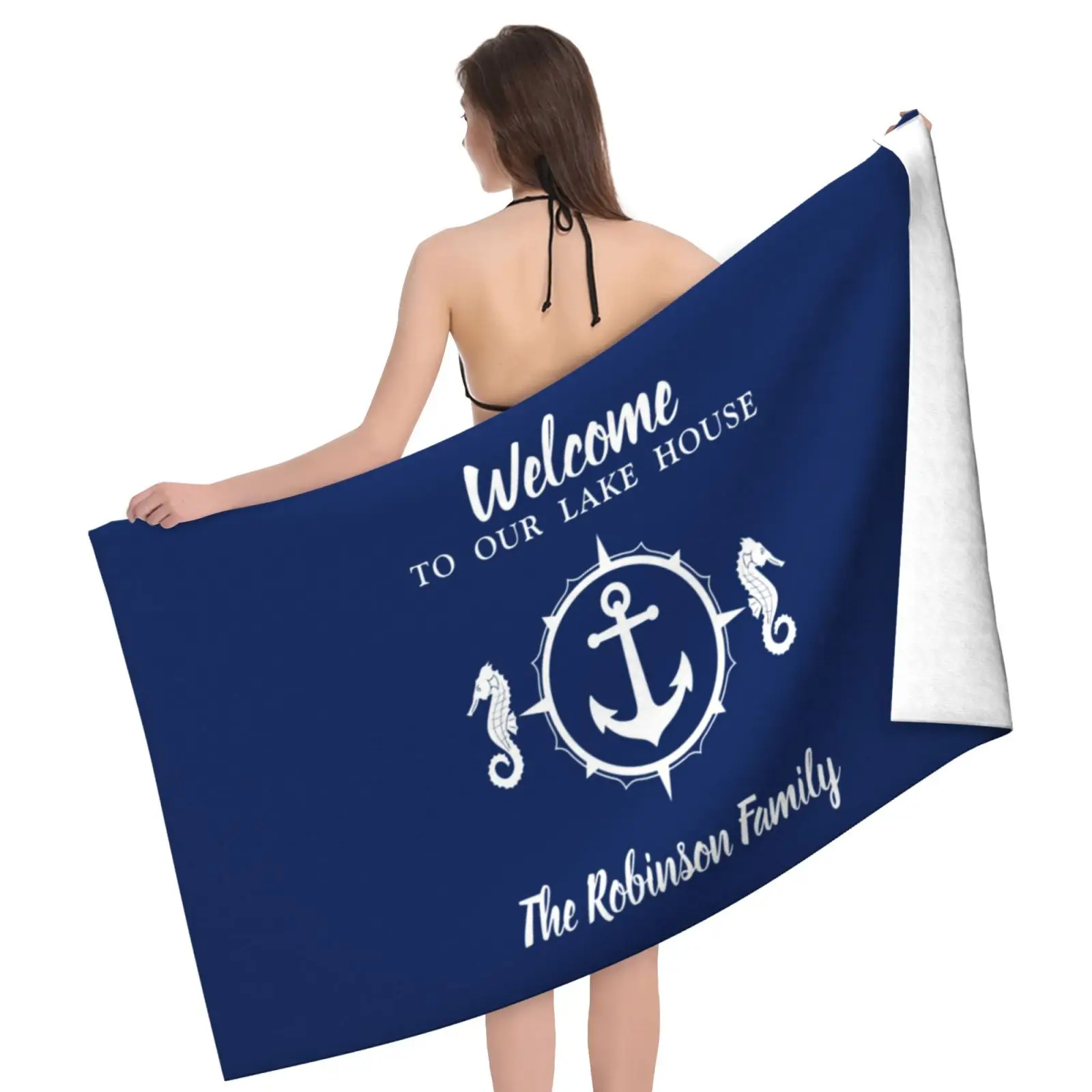 

Dark blue nautical bath towel hot spring bath towel hotel bath towel bath with large microfiber towel 70*140 beach towel