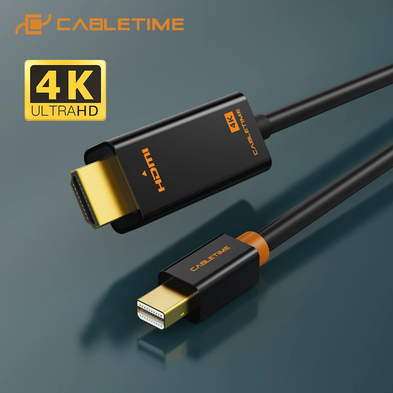 CABLETIME-Cable adaptador de puerto de pantalla Mini Displayport a HDMI, 4K/HD Thunderbolt...