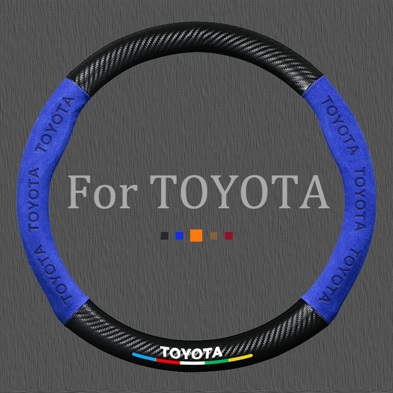 

New Suede Carbon Fiber Car Steering Wheel Cover For Toyota RAV4 Land Cruiser Camry Highlander Prado Prius Yaris Corolla Vitz