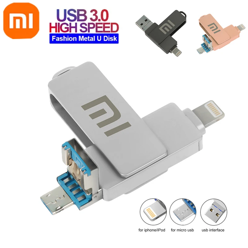 

Xiaomi USB 3.0 Micro USB Flash Drive Pen Drive 1TB 512GB 256GB 128GB USB Stick 3 In 1 For Iphone Port High Speed Pendrive Fast