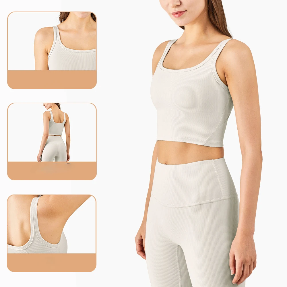 

Yoga Bra Women Naked Feeling Ribbed Sports Underwear Fitness Shockproof Running Vest Female Active Wear Gym Tops Bralette Mujer