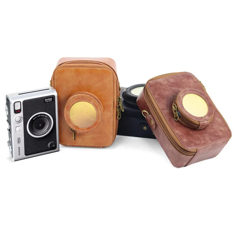 

Retro PU Leather Camera Zipper Bag For Fuji Instax Mini Evo Storage Protection Bag For Link Printer Anti-scratch Camera Cover