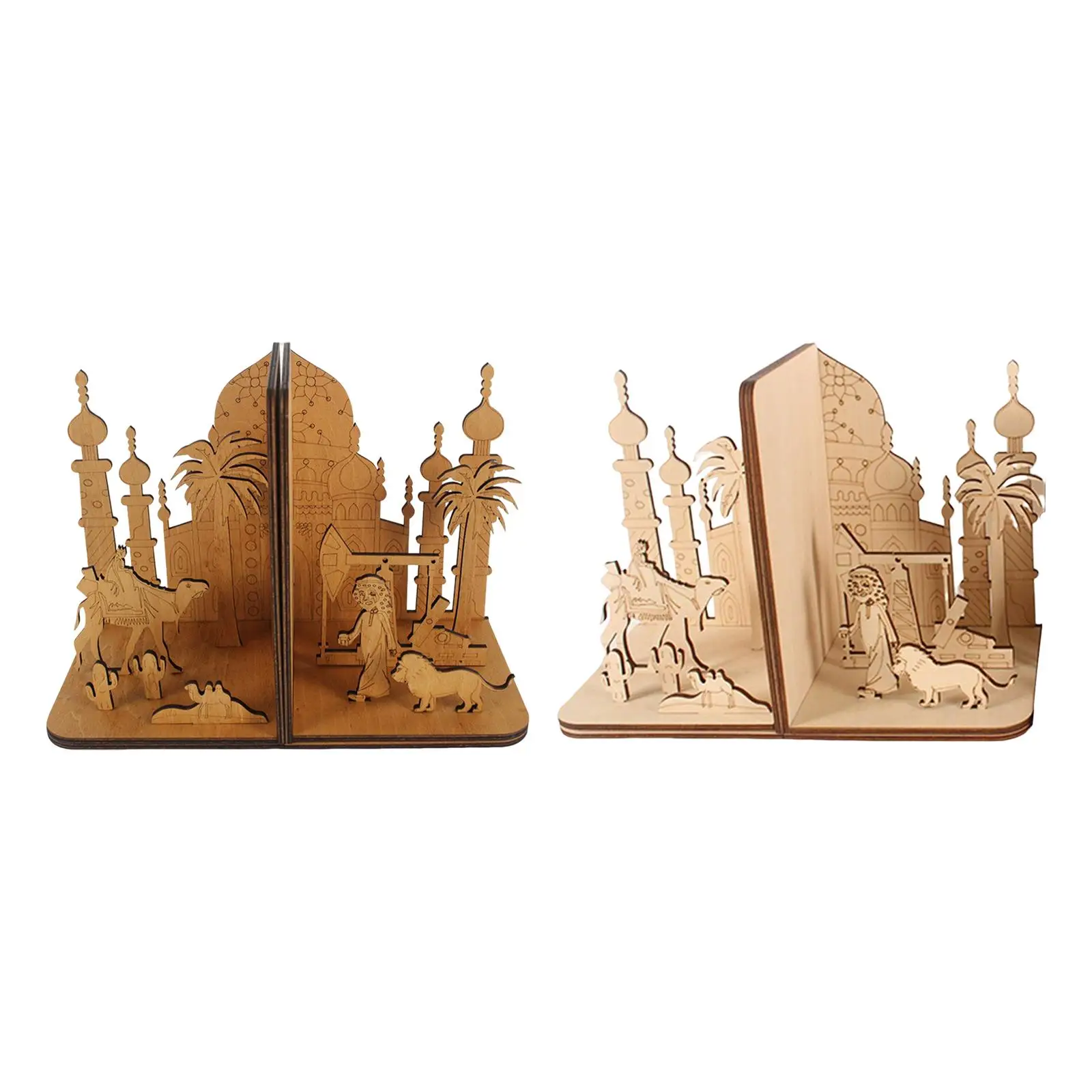

Wooden Decorative Bookend Crafts Islam Decor Book Stopper Desktop Organizer for Bedroom Home Living Room Table Birthday Gifts