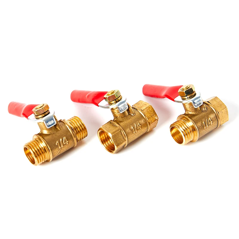 

Brass small ball valve 1/8" 1/4'' 3/8'' 1/2'' Female/Male Thread Brass Valve Connector Joint Copper Pipe Fitting Coupler Adapter