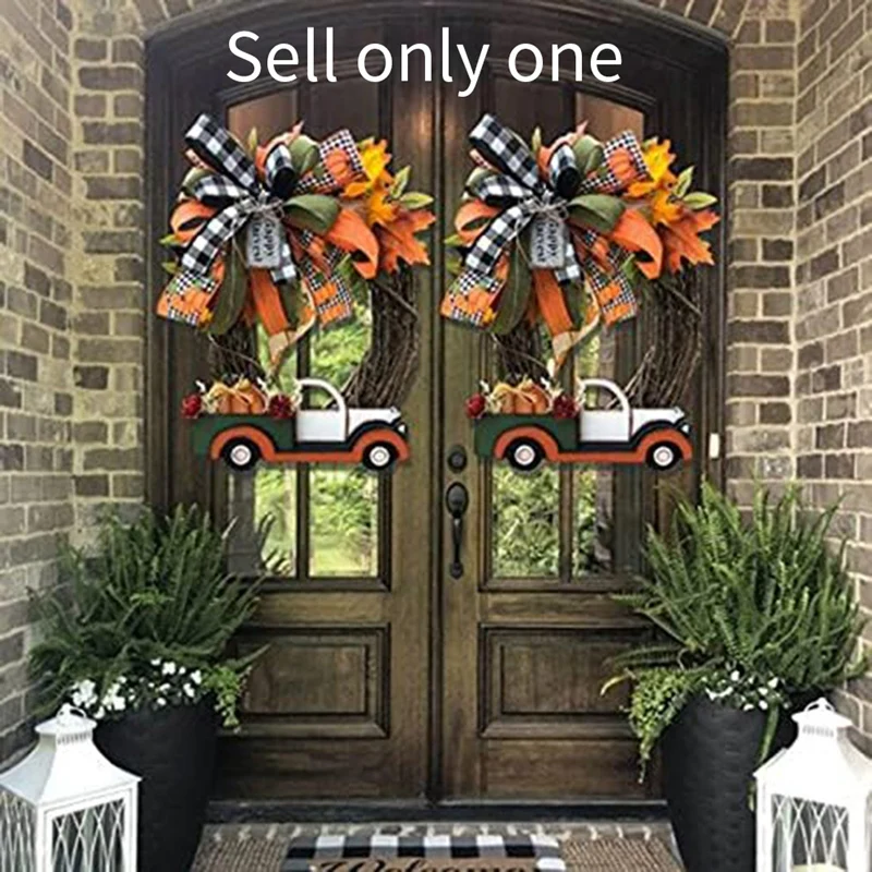 Венок Пластиковый венок Осенне-зимний День Благодарения Входная дверь