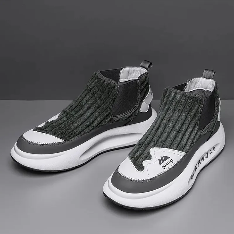 New Fashion Simple Men's Sports Shoes High Top Trendy Slip On Non-slip Sneakers Casual Comfortable Breathable Male Walking Shoes