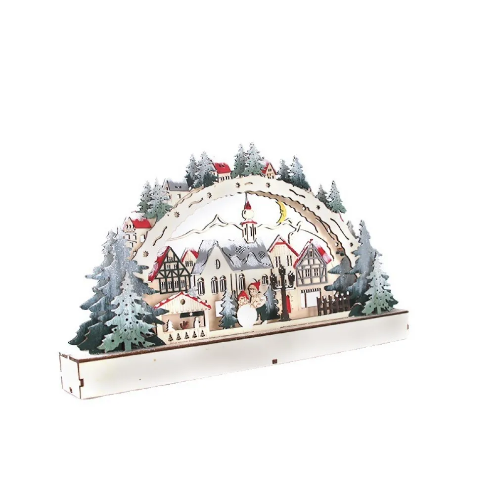 

Christmas Village Houses with LED Light and Music Traditional Wooden House Figurines Perfect Home Decoration 2