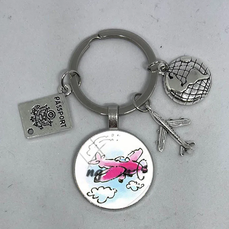 Модные ювелирные изделия купол стеклянный сплав брелок самолет металлическая